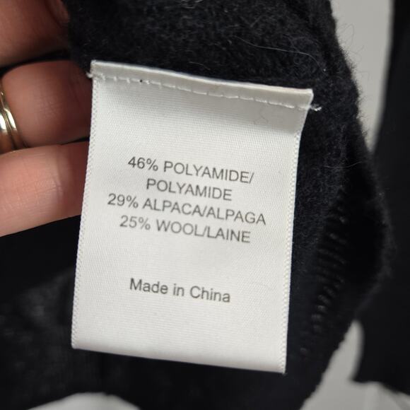 Tory Burch Alpaca Wool Long Sleeve Sweater Black Sheer Sequin Layer Y2K Medium - Picture 5 of 9